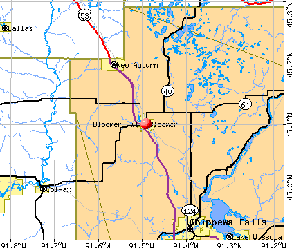 Bloomer, WI map