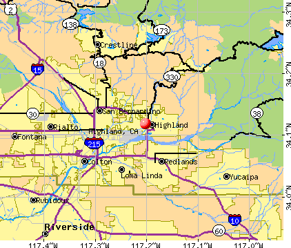Highland, CA map