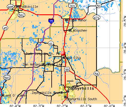 Dade City North, FL map