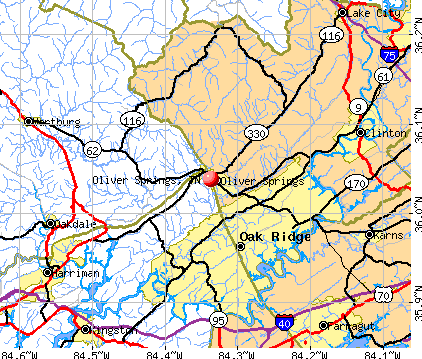 Oliver Springs, TN map