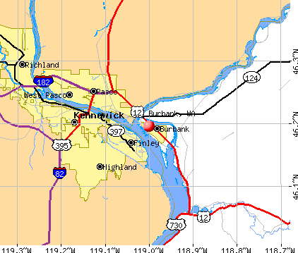 Burbank, WA map