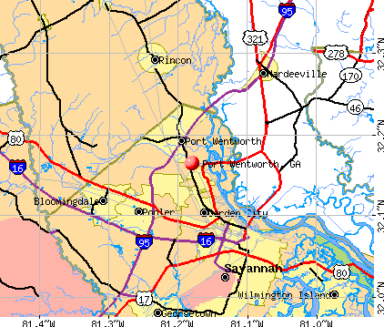 Port Wentworth, GA map