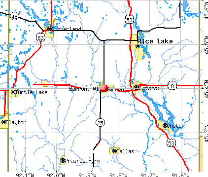 Barron, WI map