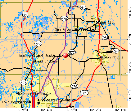 Wesley Chapel South, FL map