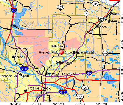 Gravel Ridge, AR map