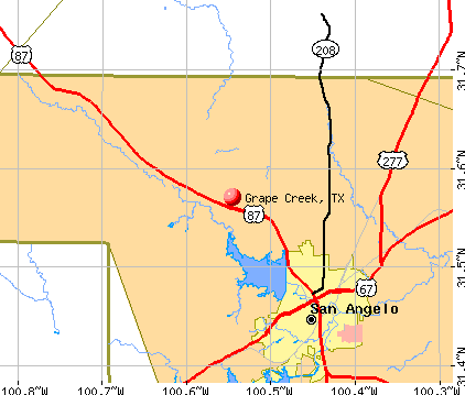 Grape Creek, TX map