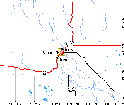 Burns, OR map