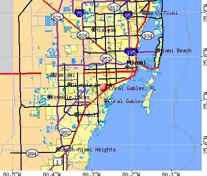 Coral Gables, FL map