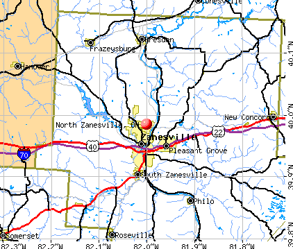 North Zanesville, OH map
