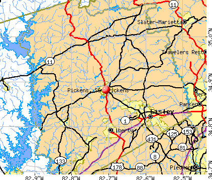 Pickens, SC map