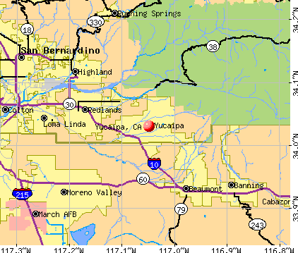 Yucaipa, CA map