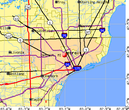Detroit, MI map