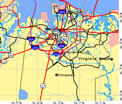 Chesapeake, VA map