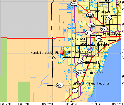 Kendall West, FL map