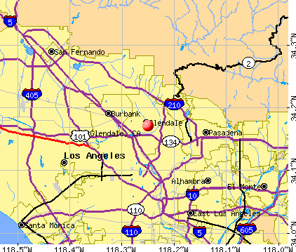 Glendale, CA map