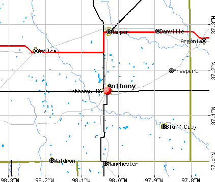 Anthony, KS map