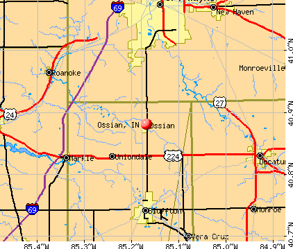 Ossian, IN map