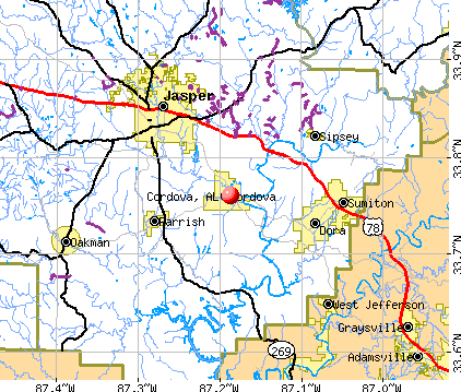 Cordova, AL map