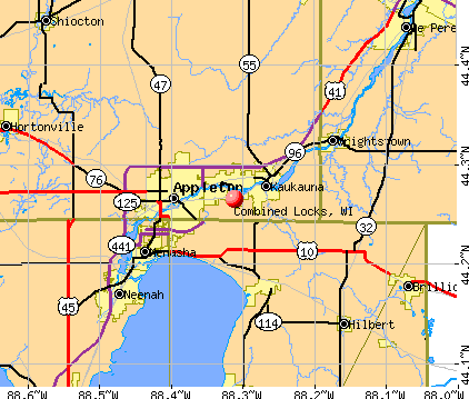Combined Locks, WI map