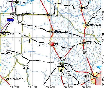 Dyer, TN map