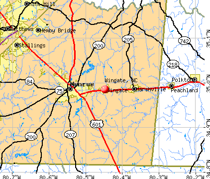 Wingate, NC map