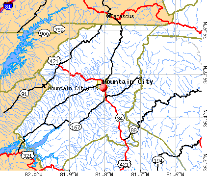 Mountain City, TN map