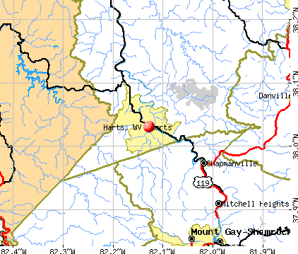 Harts, WV map