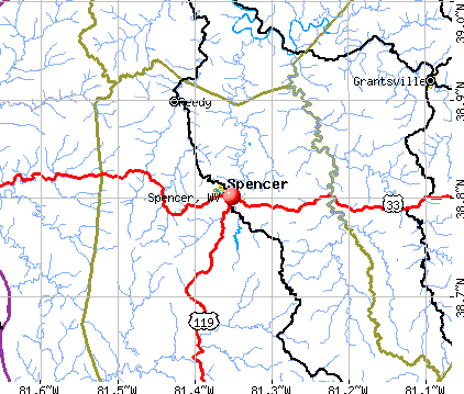 Spencer, WV map