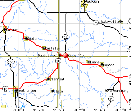 Postville, IA map
