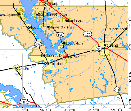 Malakoff, TX map