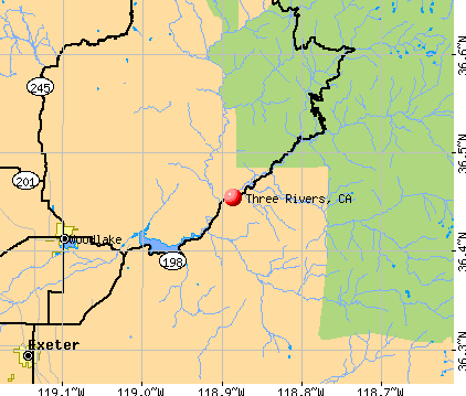 Three Rivers, CA map