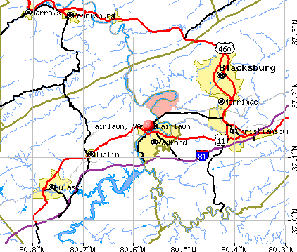 Fairlawn, VA map