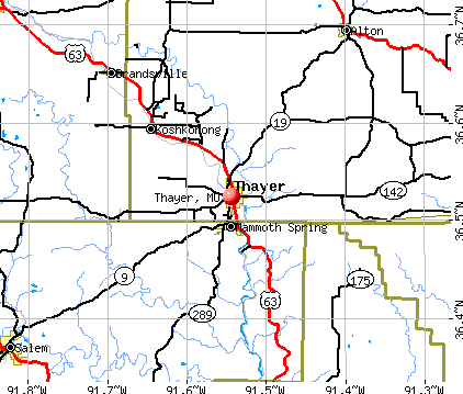 Thayer, MO map