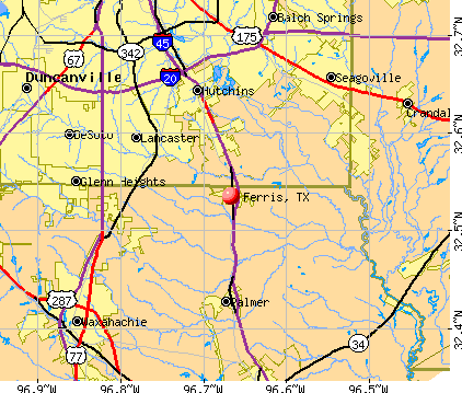 Ferris, TX map