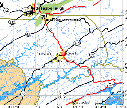 Tazewell, TN map