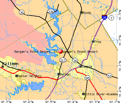 Morgan's Point Resort, TX map
