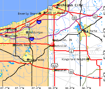 Westville, IN map