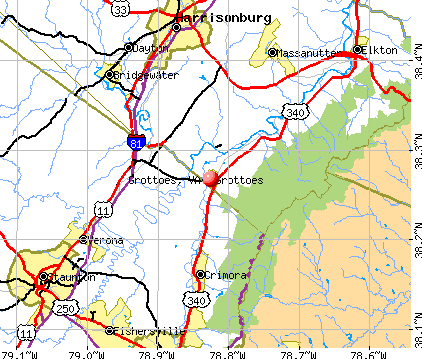 Grottoes, VA map