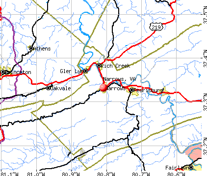 Narrows, VA map