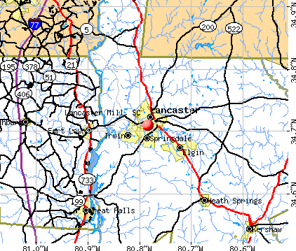 Lancaster Mill, SC map