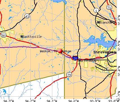 Waskom, TX map
