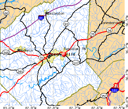 Tusculum, TN map