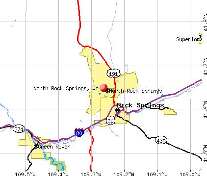 North Rock Springs, WY map