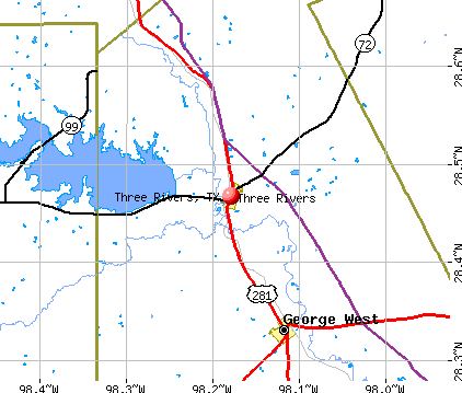 Three Rivers, TX map