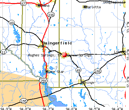 Hughes Springs, TX map