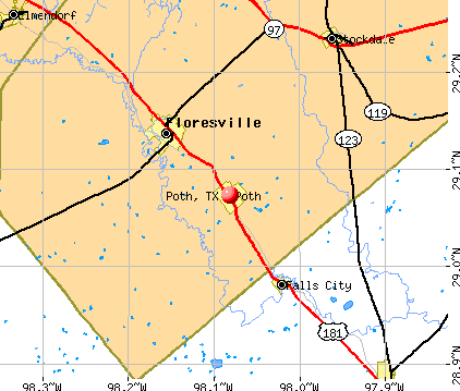 Poth, TX map