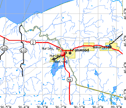 Hurley, WI map