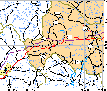Olive Hill, KY map