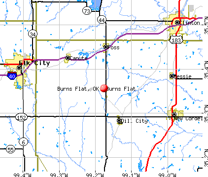 Burns Flat, OK map