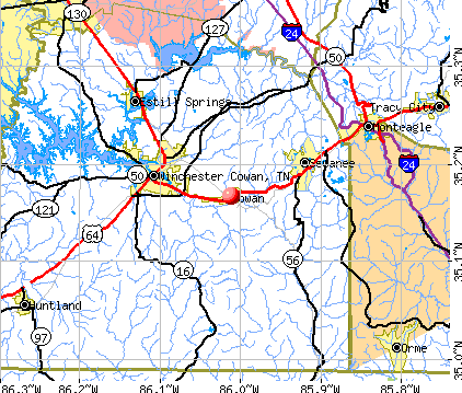 Cowan, TN map